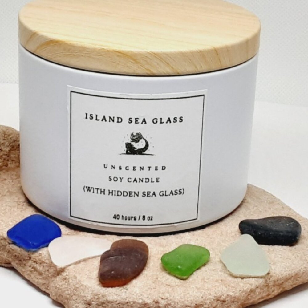 Hidden sea glass candle
